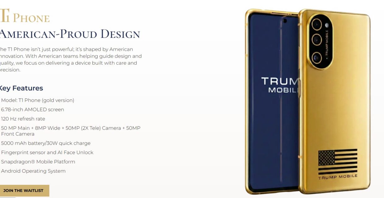 Trump Mobile lança nova versão do smartphone T1 com produção nos EUA e design dourado
