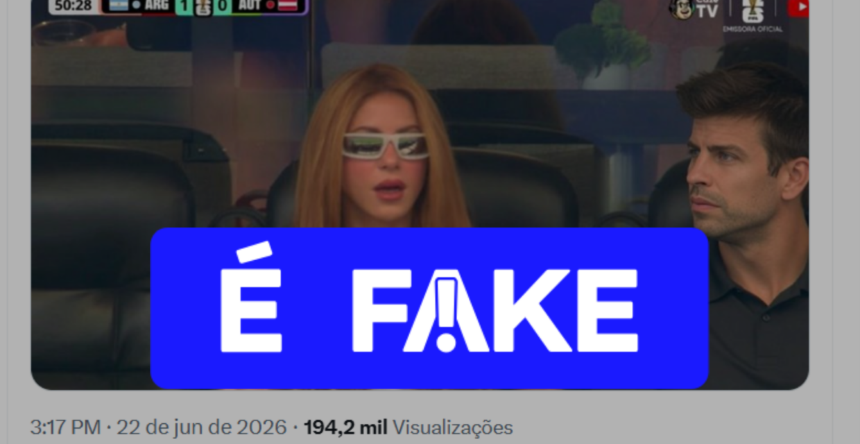 Imagem de Shakira ao lado de Piqué em jogo da Copa é manipulada por inteligência artificial