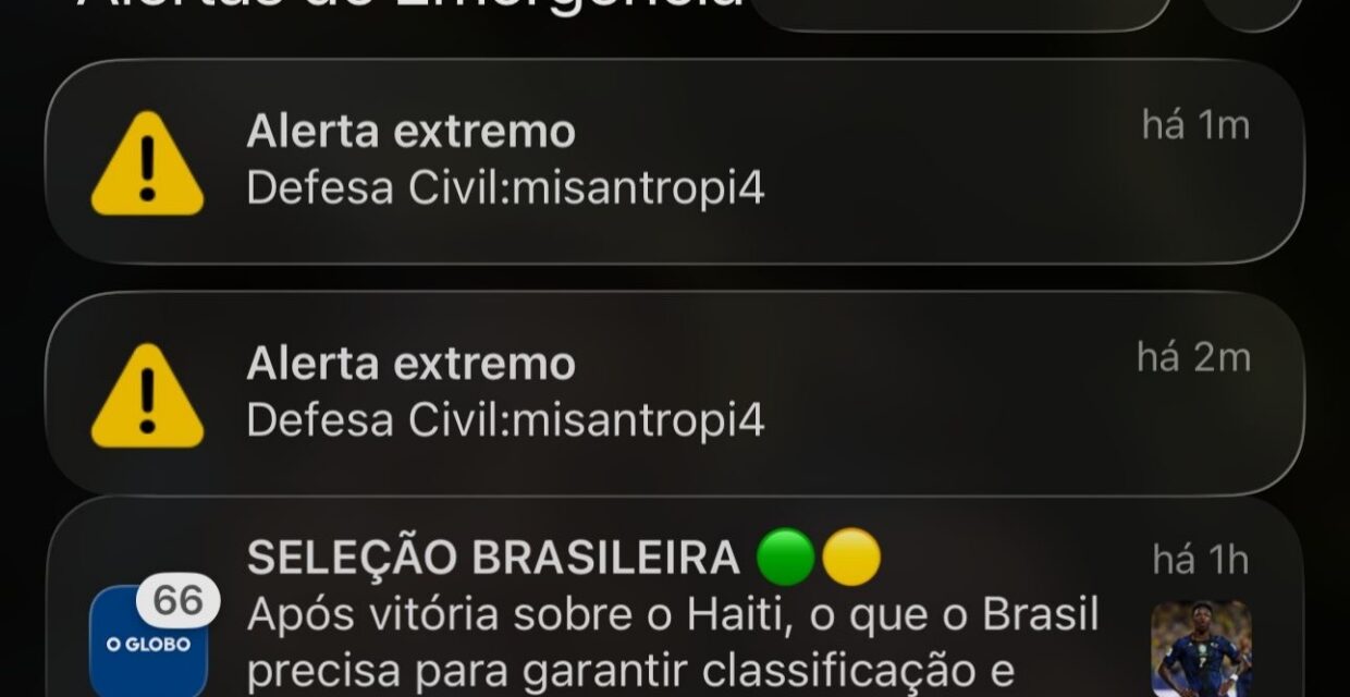 Ataque cibernético provoca envio de falso alerta extremo da Defesa Civil a celulares em várias cidades brasileiras