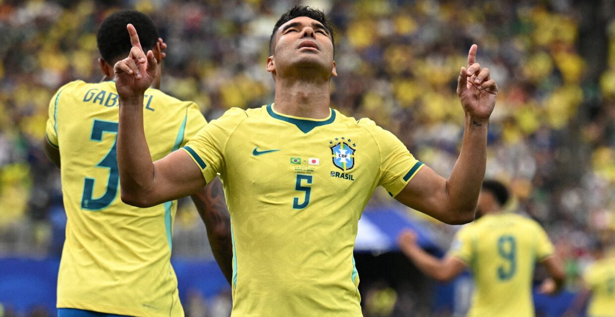 Casemiro e a comemoração ‘six seven’ no gol contra o Japão na Copa do Mundo