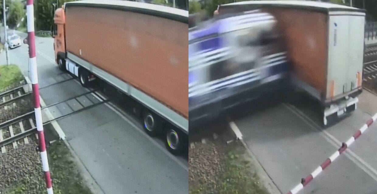 Colisão entre trem e caminhão deixa maquinista ferido em Gdansk, Polônia