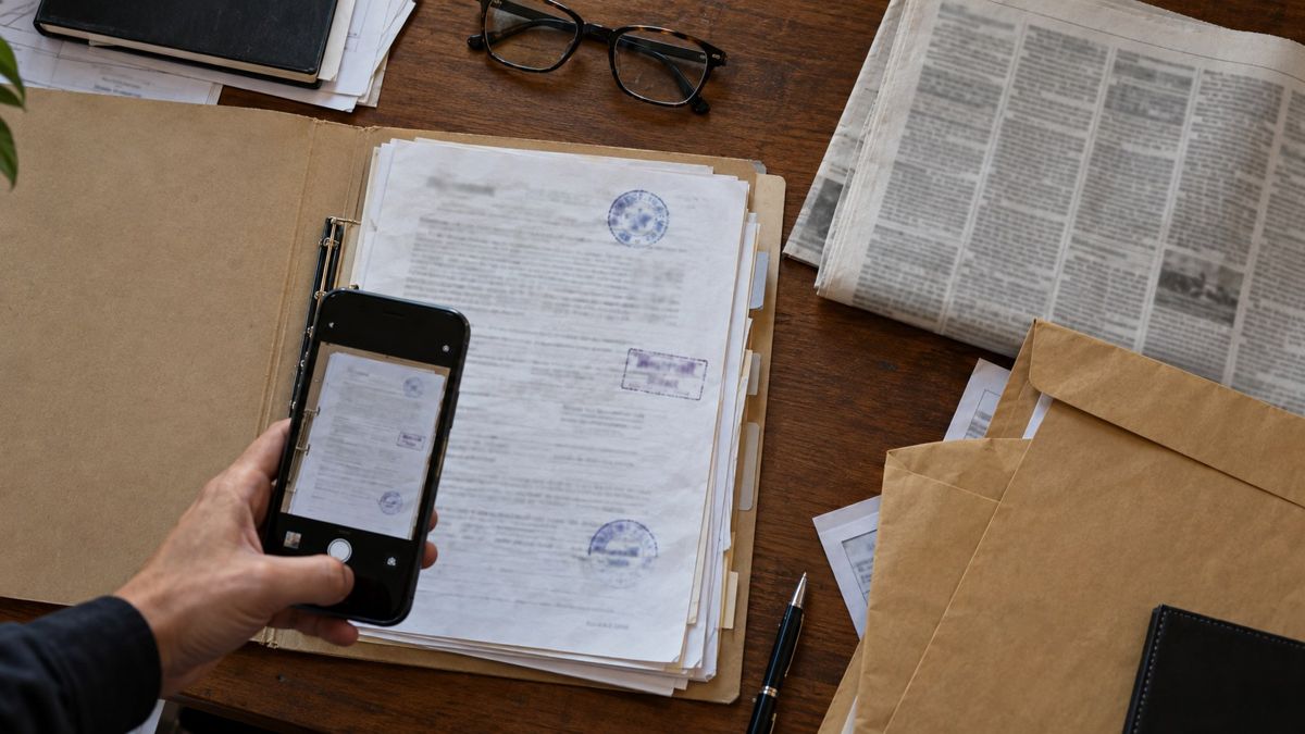 Documentos de aposentadoria organizados em uma pasta