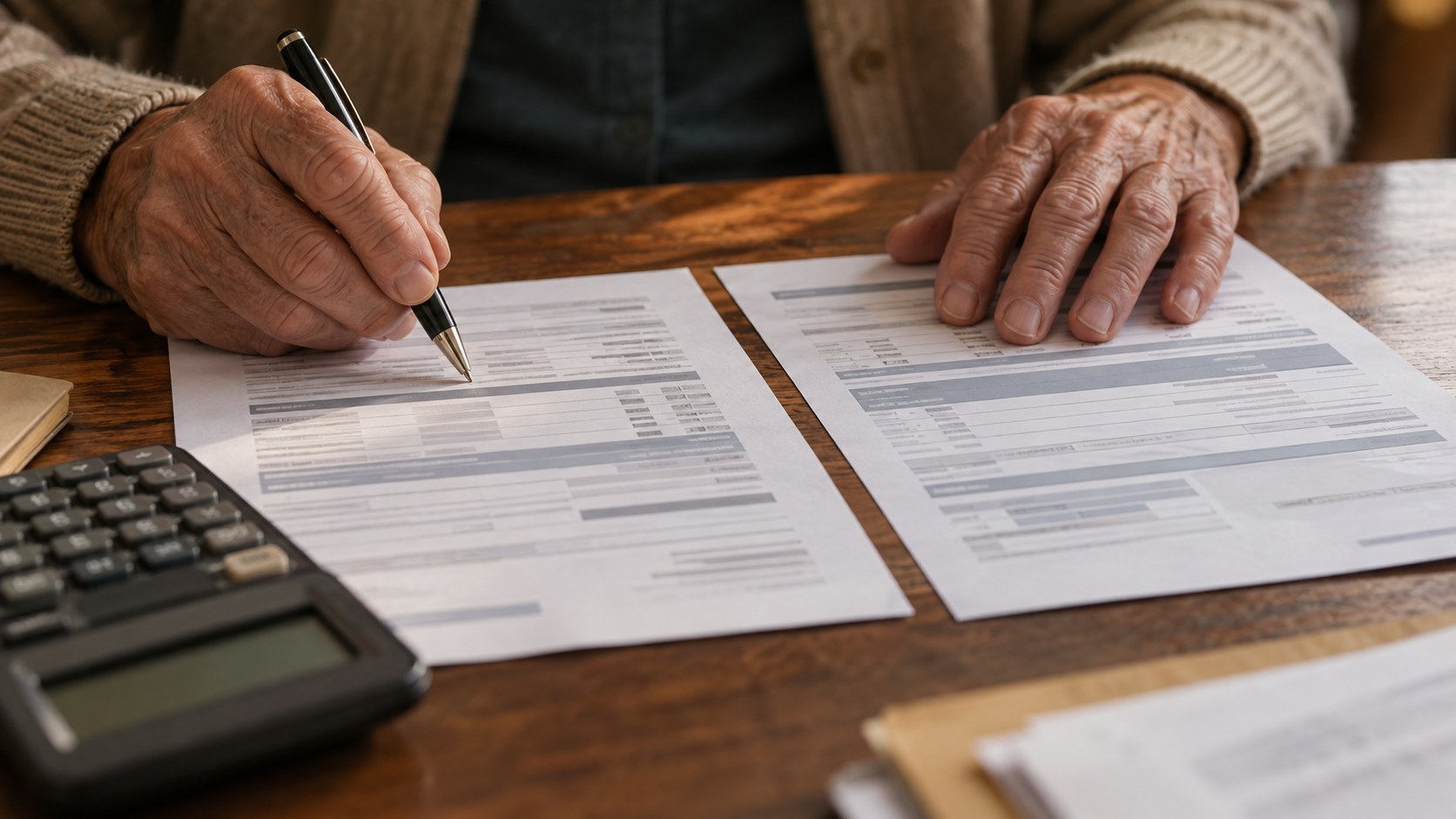 Aposentado conferindo o contracheque em casa